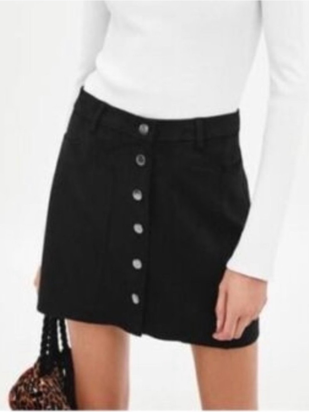 Zara Black Button-Front Mini Skirt